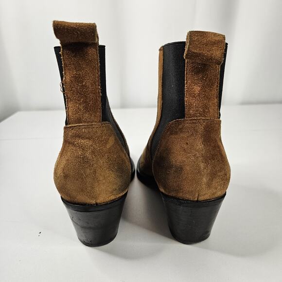 Everlane Suede Ankle Boot Block Heel Brown 6.5 M Western Cowgirl Boho Italy Made - Picture 2 of 9